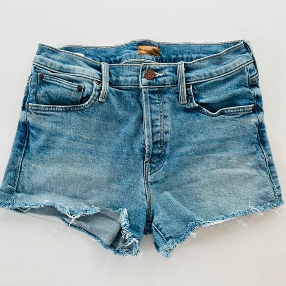 Mother Denim The Scrapper Jean Shorts Size 25 Fray Hem Light Blue Wash 3" Inseam - Picture 2 of 9